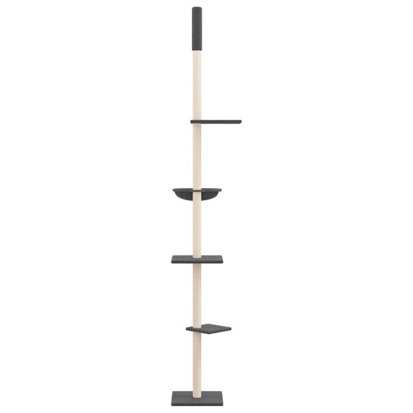 vidaXL Albero per Gatti Pavimento Soffitto Grigio Scuro 263,5-289,5 cm