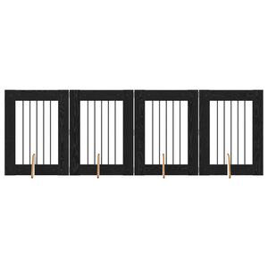 vidaXL Cancello per cani con supporti 4 pcs Rovere Nero 60 x 80 cm