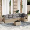 vidaXL Set Divani da Giardino 7 pz con Cuscini Beige in Polyrattan