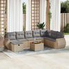 vidaXL Set Divano da Giardino 9 pz con Cuscini Beige in Polyrattan
