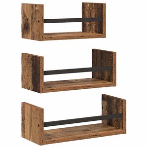 vidaXL Set mensole da parete 3 pz Legno vecchio 40x16x14cm