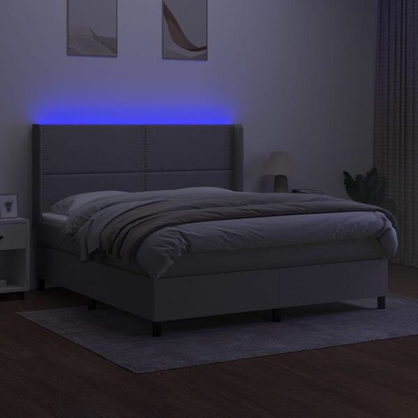vidaXL Letto a Molle Materasso e LED Grigio Chiaro 160x200 cm Tessuto