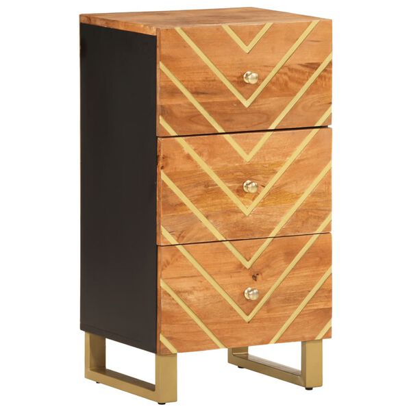 vidaXL Credenza Marrone e Nera 40x33,5x75cm in Legno Massello di Mango