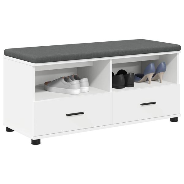 vidaXL Panca per ingresso con cuscino Bianco 100 x 38 x 46 cm