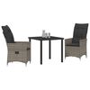 vidaXL Set da Pranzo per Giardino con cuscino 3 pcs Grigio polyrattan