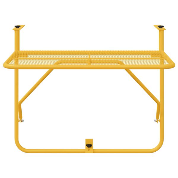 vidaXL Tavolo Appeso da Balcone Senape 60 x 39 x 65 cm Acciaio