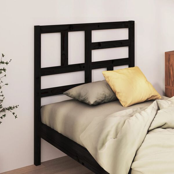 vidaXL Testiera per Letto Nera 106x4x104 cm in Legno Massello di Pino