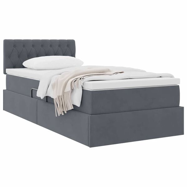 vidaXL Letto con Contenitore Grigio scuro 90 x 190 cm Velluto