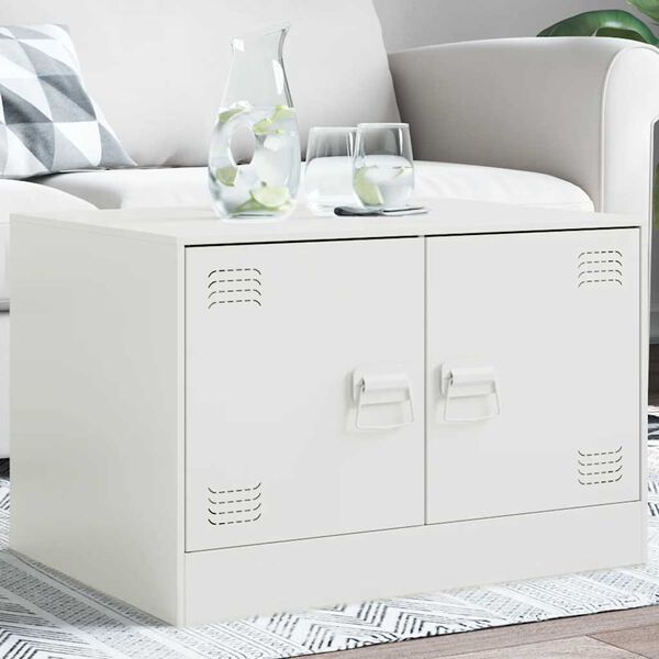 vidaXL Tavolino da Salotto Bianco 67x50x44 cm in Acciaio