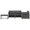 vidaXL Set Divani da Giardino 4 pz con Cuscini in Polyrattan Grigio