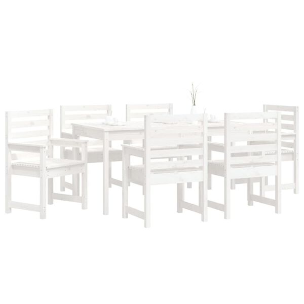 vidaXL Set da Pranzo per Giardino 7pz Bianco in Legno Massello di Pino