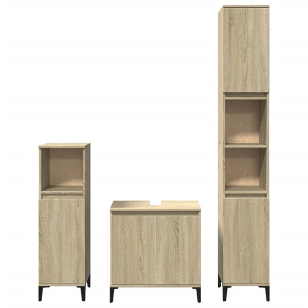 vidaXL Set Mobili da Bagno 3 pz Rovere Sonoma in Legno Multistrato