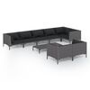 vidaXL Set Divani da Giardino 9 pz con Cuscini Polyrattan Grigio Scuro