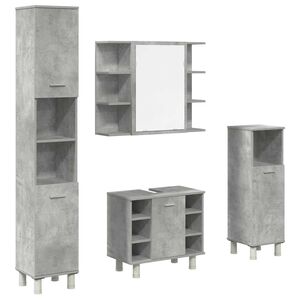 vidaXL Set Mobili da Bagno 4 pz Grigio Cemento in Legno Multistrato