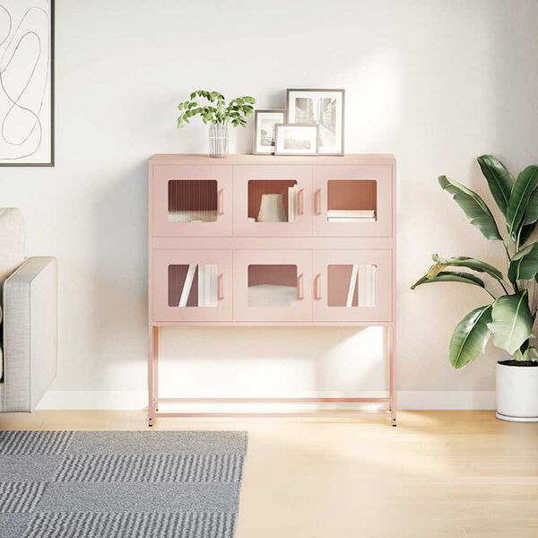 vidaXL Credenza Rosa 100,5x39x107 cm in Acciaio Laminato a Freddo