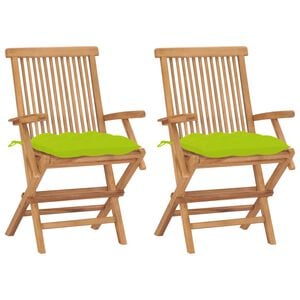 vidaXL Sedie Pieghevoli 2pz con Cuscini Verde Chiaro Massello di Teak
