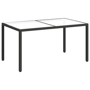 vidaXL Tavolo Giardino 150x90x75 cm Vetro Temperato e Polyrattan Nero