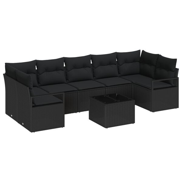 vidaXL Set di divani 8 pcs Nero polyrattan