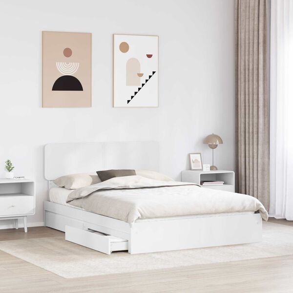 vidaXL Letto con Contenitore Bianco 150 x 200 cm Legno multistrato