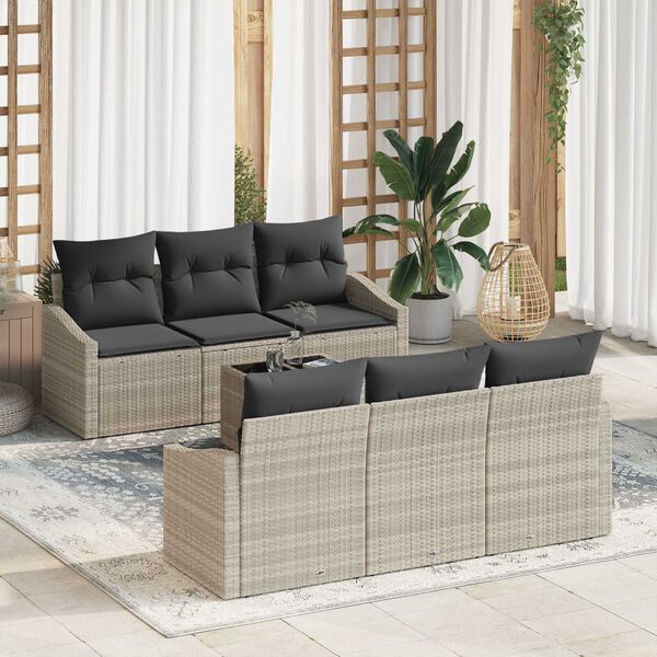 vidaXL Set di divani 7 pcs Grigio chiaro e grigio scuro polyrattan