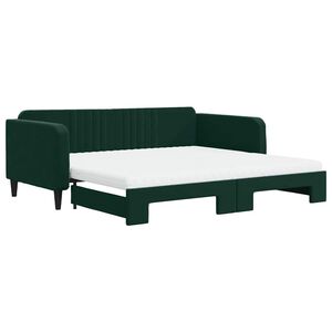 vidaXL Divano Letto Estraibile Materassi Verde Scuro 100x200 Velluto