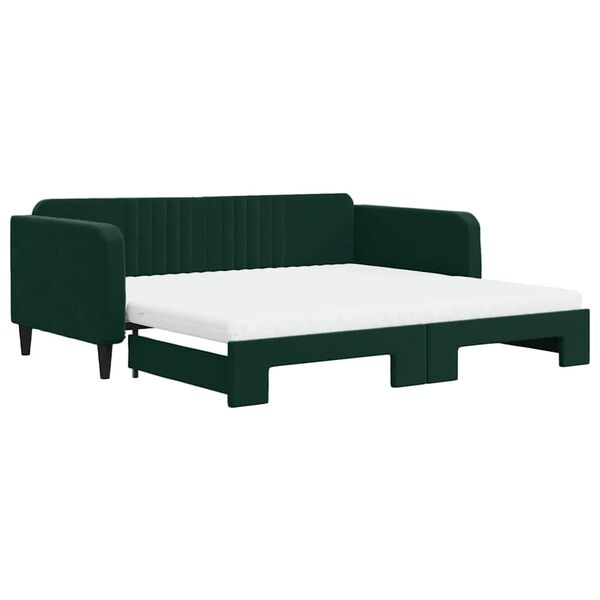 vidaXL Divano Letto Estraibile Materassi Verde Scuro 100x200 Velluto