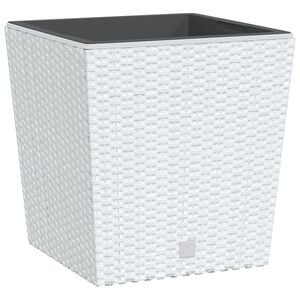 vidaXL Fioriera con Interno Rimovibile Bianca 21 / 32 L PP Rattan