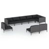 vidaXL Set Divani da Giardino 9 pz con Cuscini Polyrattan Grigio Scuro