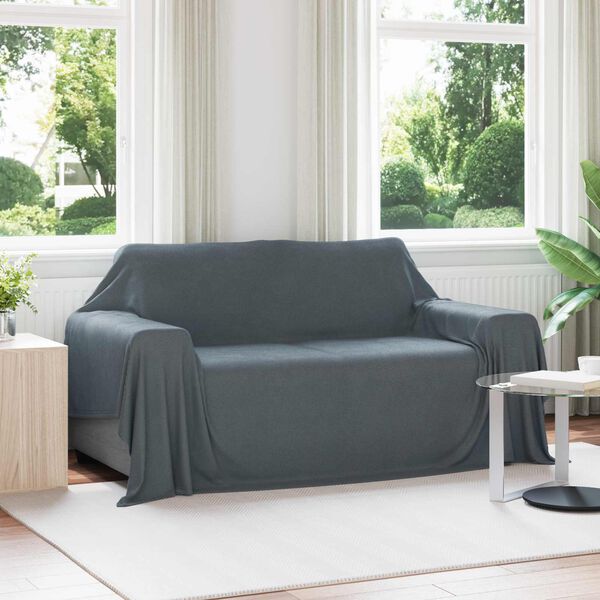 vidaXL Coperte da Pile 6 pcs Grigio scuro 280 x 210 cm Panno