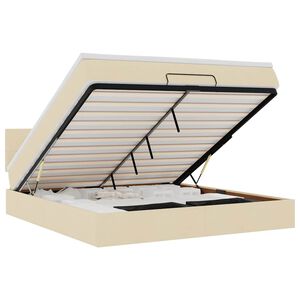 vidaXL Struttura Letto Pouf con Materasso Crema 160x200 cm in Tessuto