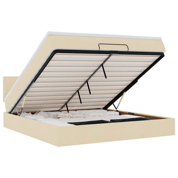 vidaXL Struttura Letto Pouf con Materasso Crema 160x200 cm in Tessuto