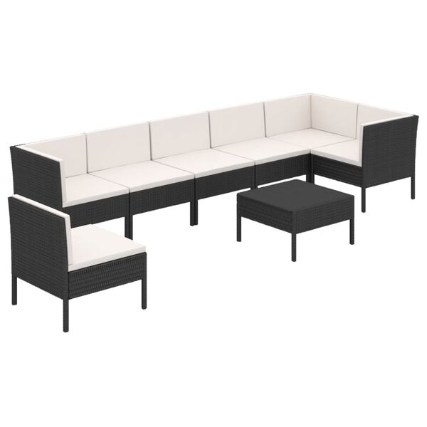 vidaXL Set Divani da Giardino 8 pz con Cuscini in Polyrattan Nero