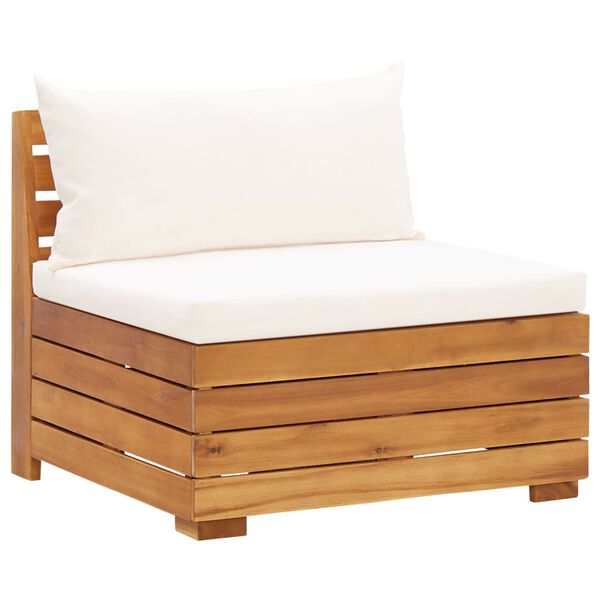 vidaXL Set Divani Giardino 5 pz con Cuscini Legno Acacia Bianco Crema