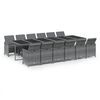 vidaXL Set da Pranzo per Giardino 13 pz con Cuscini Polyrattan Grigio