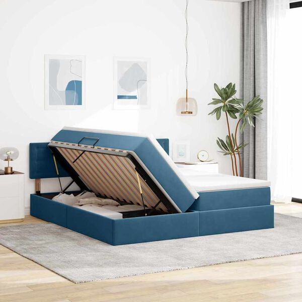 vidaXL Letto con Contenitore con materasso Blu Scuro 90 x 200 cm