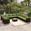 vidaXL Set Divani da Giardino 12 pz con Cuscini Marrone in Polyrattan