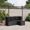 vidaXL Set Divani da Giardino 4 pz con Cuscini Nero in Polyrattan