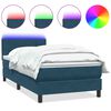 vidaXL Letto a Molle con Materasso e LED Blu Scuro 100x220 cm in Velluto