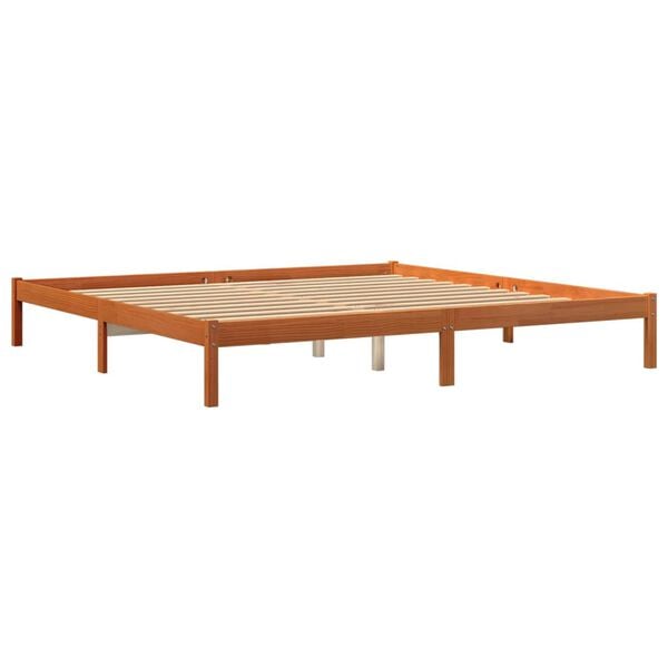 vidaXL Giroletto senza Materasso Marrone Cera 180x200 cm Legno di Pino