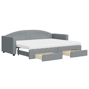 vidaXL Divano Letto Estraibile Cassetti Grigio Chiaro 80x200cm Tessuto
