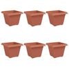 vidaXL Vaso quadrato per fiori 6 pz Rosso Mattone 38 x 38 x 30 cm