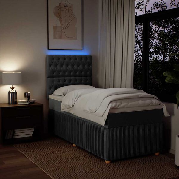 vidaXL Giroletto a Molle con Materasso Grigio Scuro 90x200 cm Tessuto