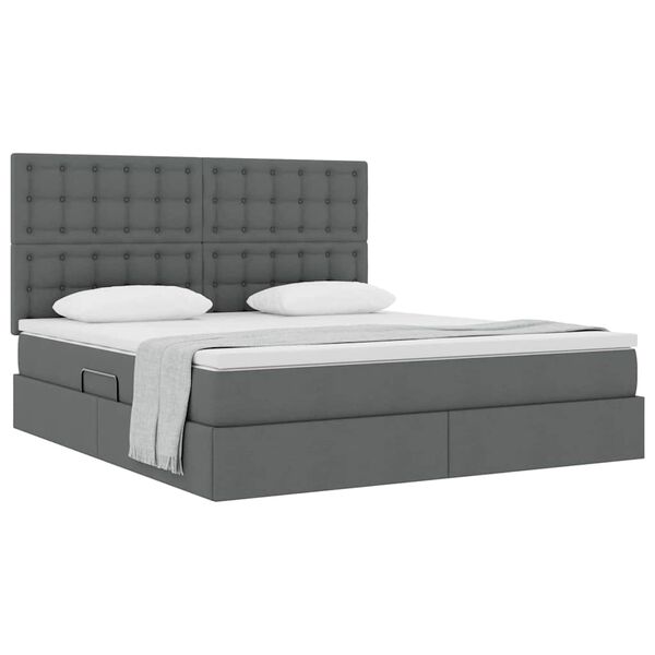 vidaXL Letto con contenitore e materasso Grigio scuro 160 x 200 cm