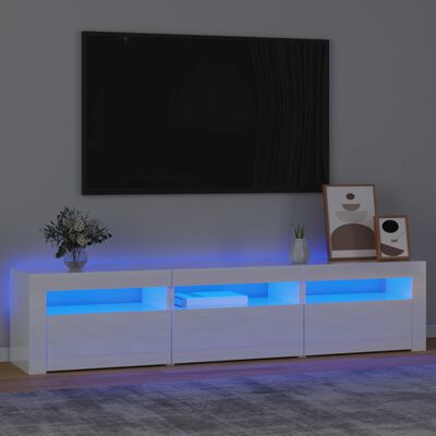 vidaXL Mobile Porta TV con Luci LED Bianco Lucido 180x35x40 cm