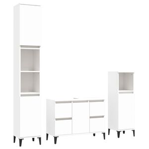 vidaXL Set Mobili da Bagno 3 pz Bianco in Legno Multistrato