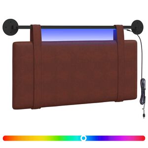 vidaXL Testiera sospesa Con luce LED Marrone Lucido PU Antico