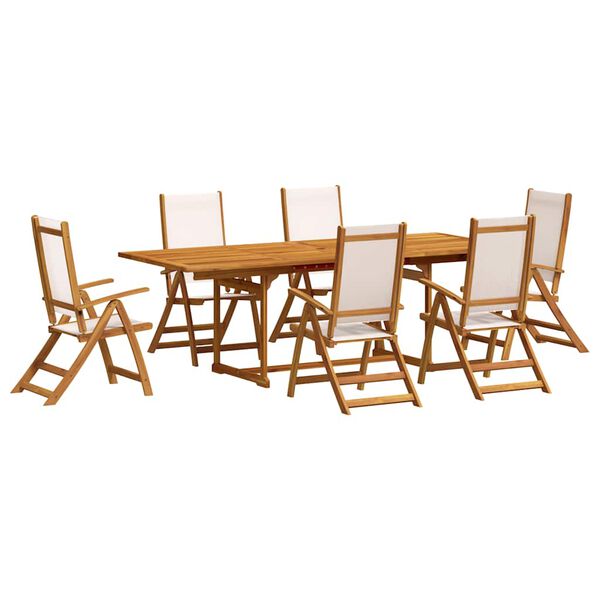 vidaXL Set Pranzo da Giardino 7pz Legno Massello di Acacia e Textilene
