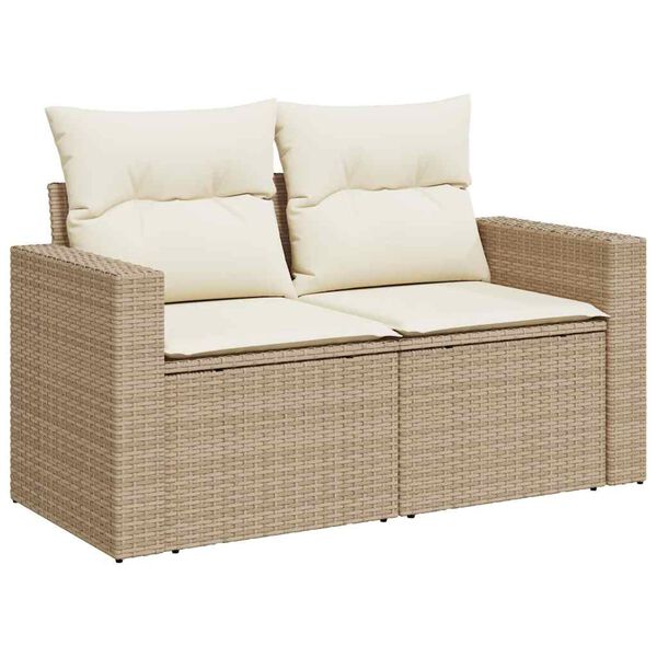 vidaXL Set Divani da Giardino 11 pz con Cuscini Beige in Polyrattan