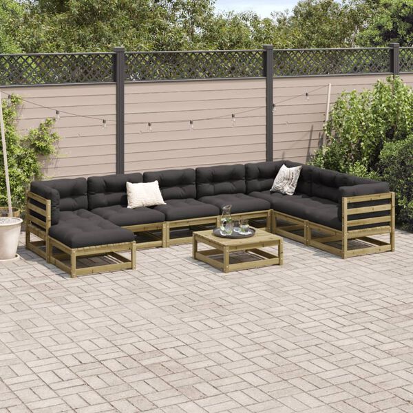vidaXL Set Divani da Giardino 9 pz in Legno Impregnato di Pino