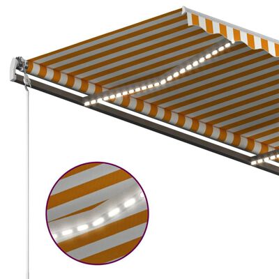 vidaXL Tenda da Sole Retrattile Manuale LED 400x350 cm Giallo Bianco